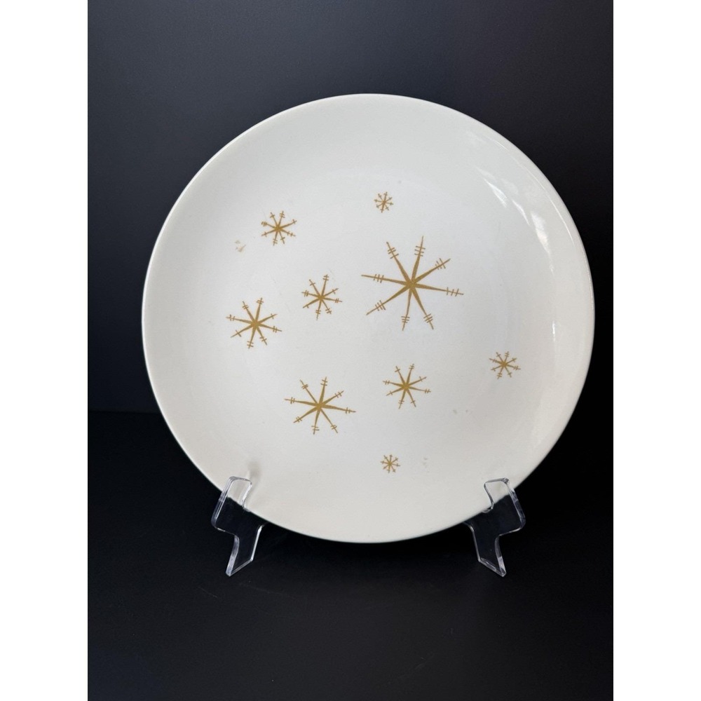 SG-PC1 Vintage Royal China Star Glow 10" Dinner Plate MCM Gold Atomic Starburst